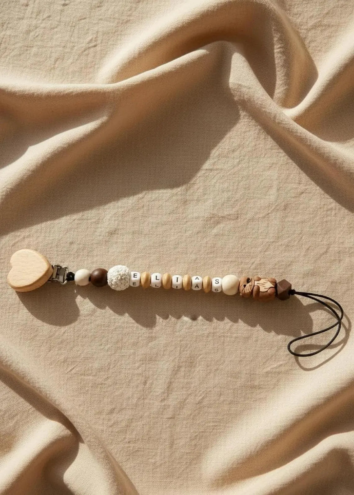 Personalisierte Schnullerkette mit Namen - Handgefertigt für Babys