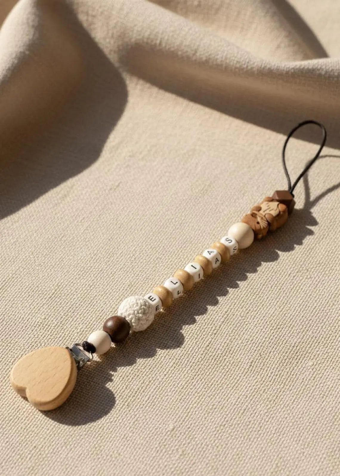 Personalisierte Schnullerkette mit Namen - Handgefertigt für Babys