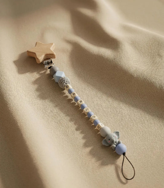 Personalisierte Schnullerkette mit Namen - Handgefertigt für Babys