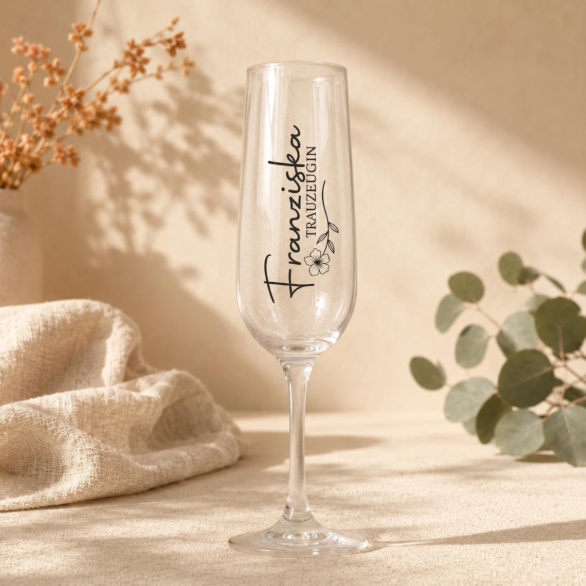 Sektglas für Trauzeuge & Trauzeugin mit Name