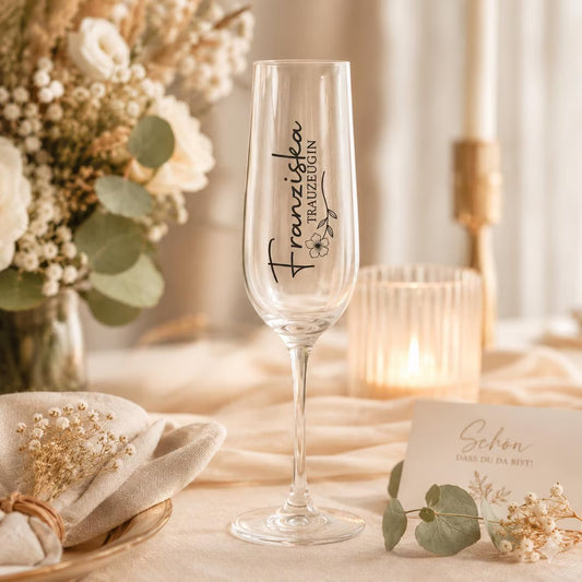 Sektglas für Trauzeuge & Trauzeugin mit Name