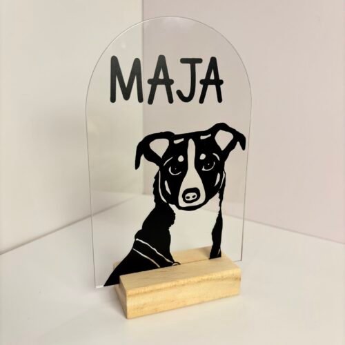 Personalisiertes Hundeportrait aus Acryl – Hund Silhouette mit Name