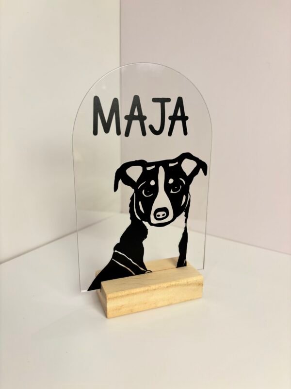 Personalisiertes Hundeportrait aus Acryl – Hund Silhouette mit Name