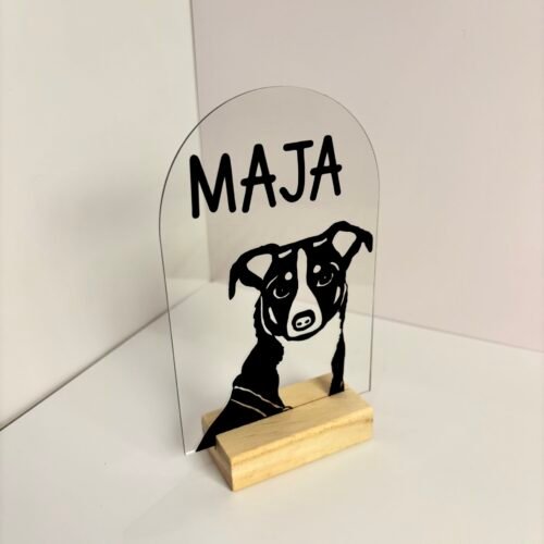 Personalisiertes Hundeportrait aus Acryl – Hund Silhouette mit Name