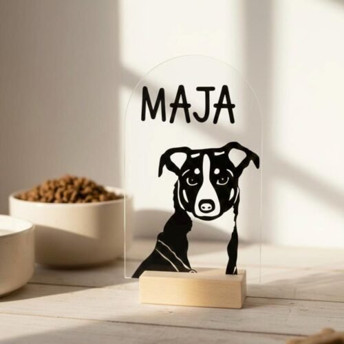 Personalisiertes Hundeportrait aus Acryl – Hund Silhouette mit Name – Bild 1
