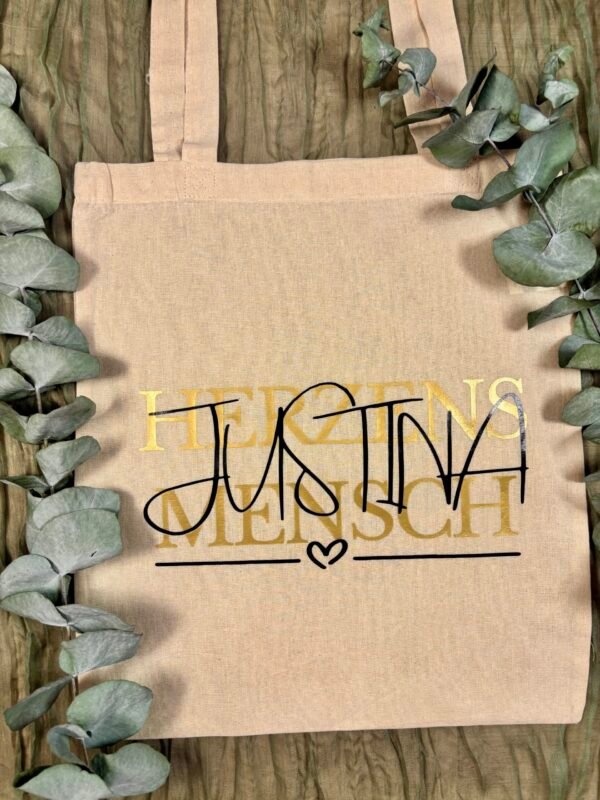 Personalisierte Stofftasche „Herzensmensch“ mit Name - Baumwolltasche in Wunschfarben