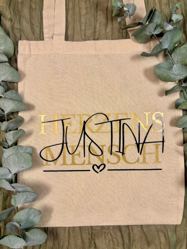 Personalisierte Stofftasche „Herzensmensch“ mit Name - Baumwolltasche in Wunschfarben