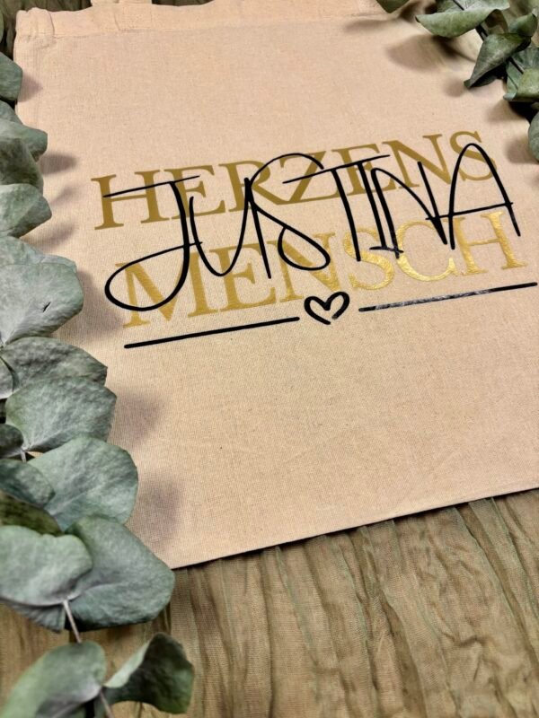 Personalisierte Stofftasche „Herzensmensch“ mit Name - Baumwolltasche in Wunschfarben