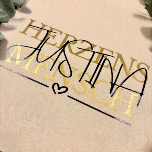 Personalisierte Stofftasche „Herzensmensch“ mit Name - Baumwolltasche in Wunschfarben