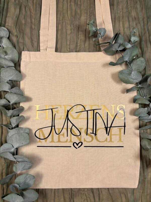 IMG_1761 Personalisierte Stofftasche „Herzensmensch“ mit Name - Baumwolltasche in Wunschfarben