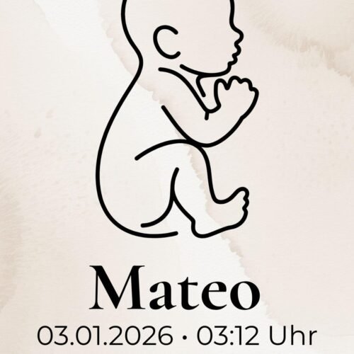 Personalisierbares Baby Poster – Geburtsdaten Print & Digital Download – Minimalistische Line Art – Geschenk zur Geburt, Taufe, Babyzimmer