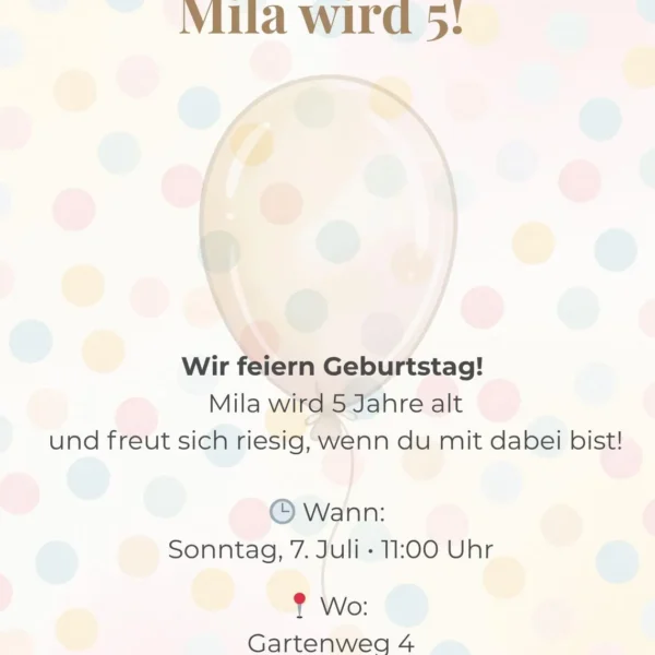Einladung Kindergeburtstag personalisiert Bundle Handy und A4 digitale Geburtstagseinladung Ballon Vorlage zum Ausdrucken