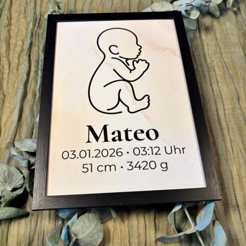 Personalisierbares Baby Poster – Geburtsdaten Print & Digital Download – Minimalistische Line Art – Geschenk zur Geburt, Taufe, Babyzimmer