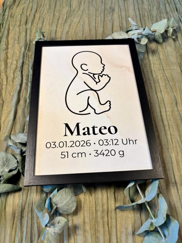 Personalisierbares Baby Poster – Geburtsdaten Print & Digital Download – Minimalistische Line Art – Geschenk zur Geburt, Taufe, Babyzimmer
