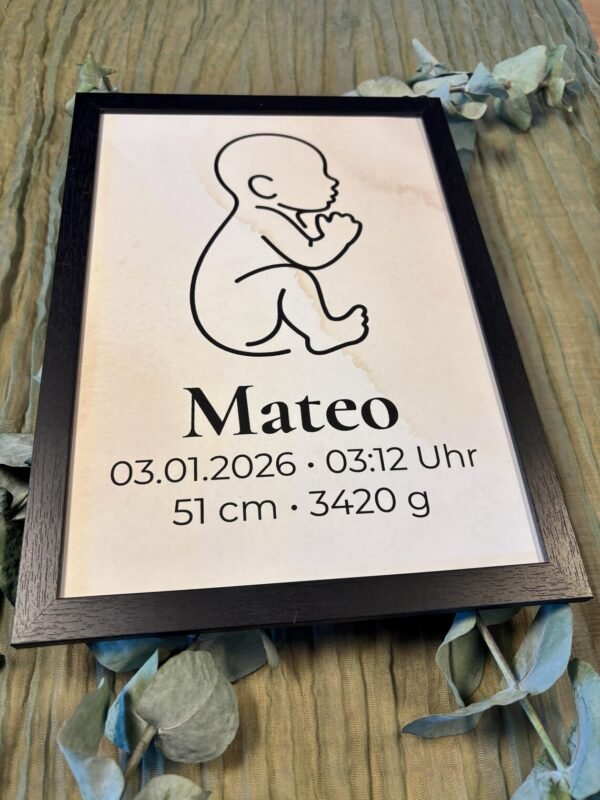Personalisierbares Baby Poster – Geburtsdaten Print & Digital Download – Minimalistische Line Art – Geschenk zur Geburt, Taufe, Babyzimmer