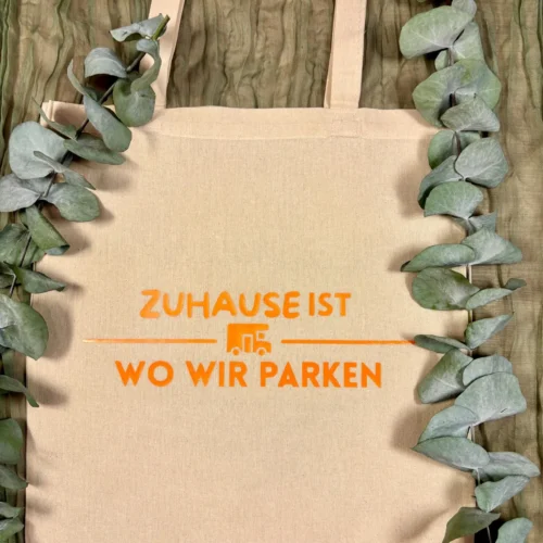 Camping Stofftasche - Zuhause ist wo wir parken - Geschenkidee für Camper - Wohnmobil