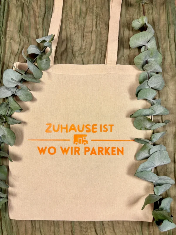 Camping Stofftasche - Zuhause ist wo wir parken - Geschenkidee für Camper - Wohnmobil