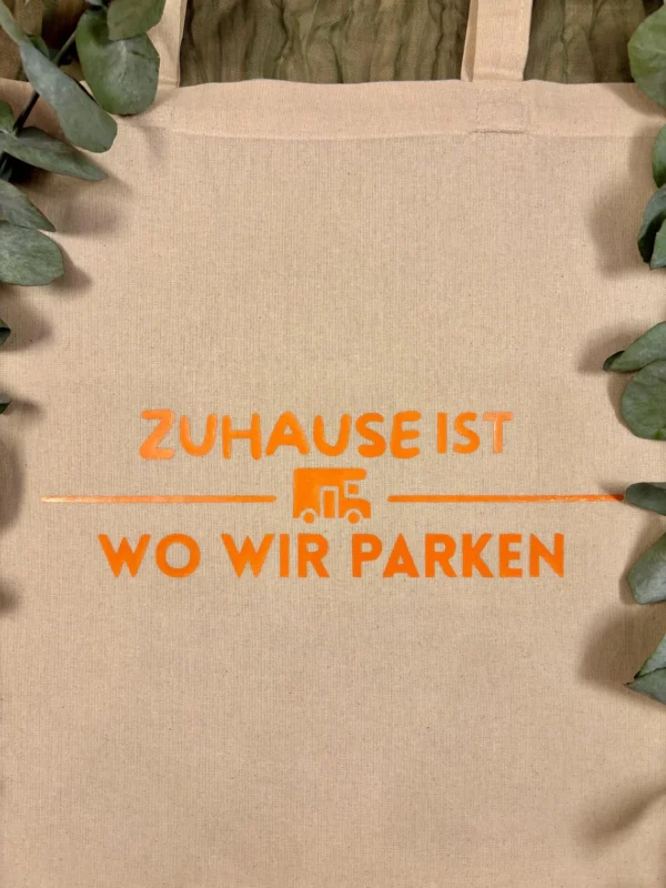 Camping Stofftasche - Zuhause ist wo wir parken - Geschenkidee für Camper - Wohnmobil