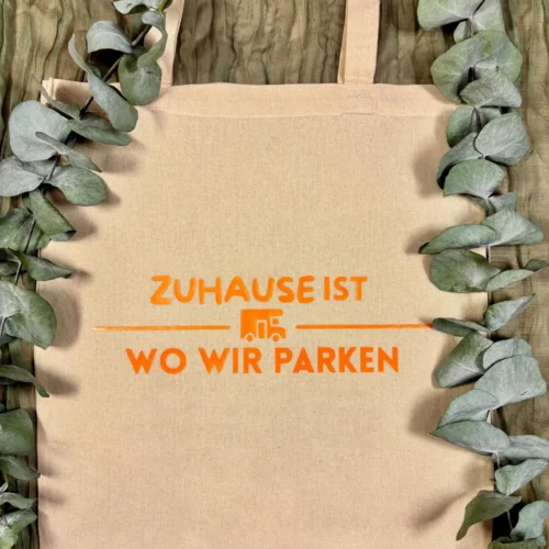Camping Stofftasche - Zuhause ist wo wir parken - Geschenkidee für Camper - Wohnmobil