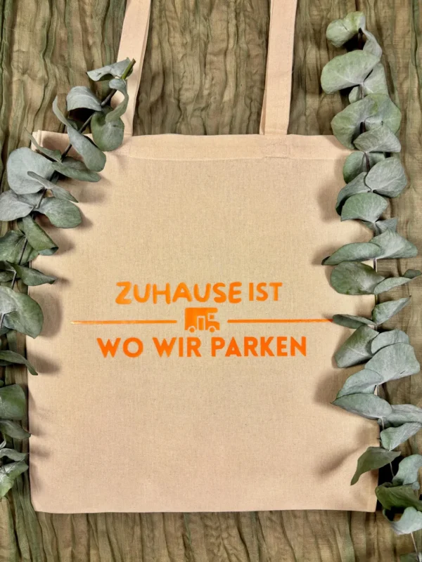 Camping Stofftasche - Zuhause ist wo wir parken - Geschenkidee für Camper - Wohnmobil