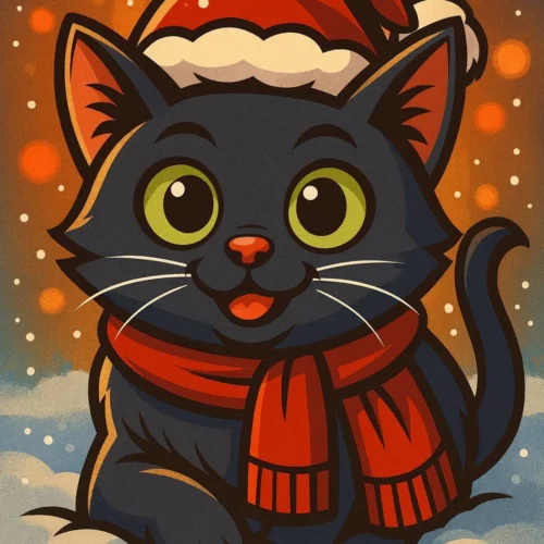 Weihnachtliches Haustier Comicporträt - Foto zu Cartoon Illustration - Digitales personalisiertes Haustierbild