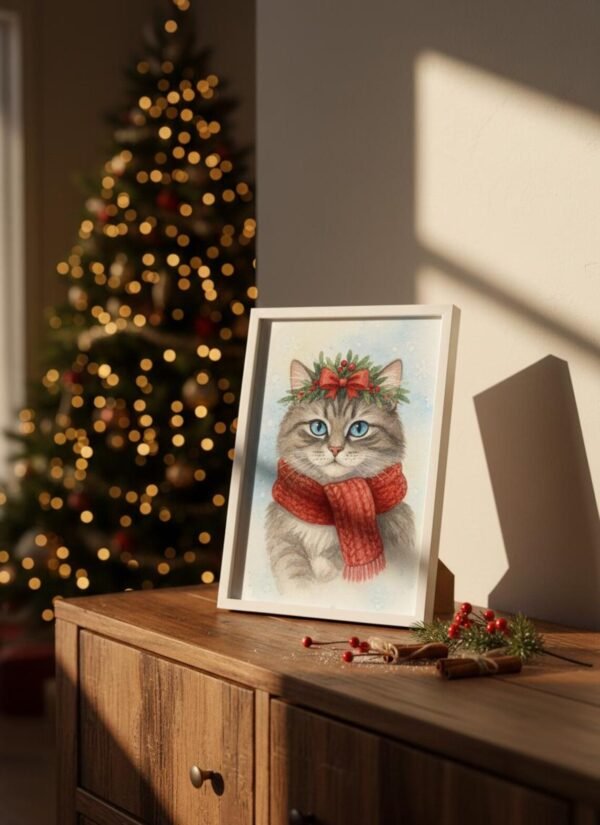 Personalisiertes Weihnachts-Aquarell Haustierportrait | Digitales Haustierbild | Individuelle Winter-Illustration aus deinem Foto