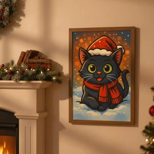 Weihnachtliches Haustier Comicporträt - Foto zu Cartoon Illustration - Digitales personalisiertes Haustierbild