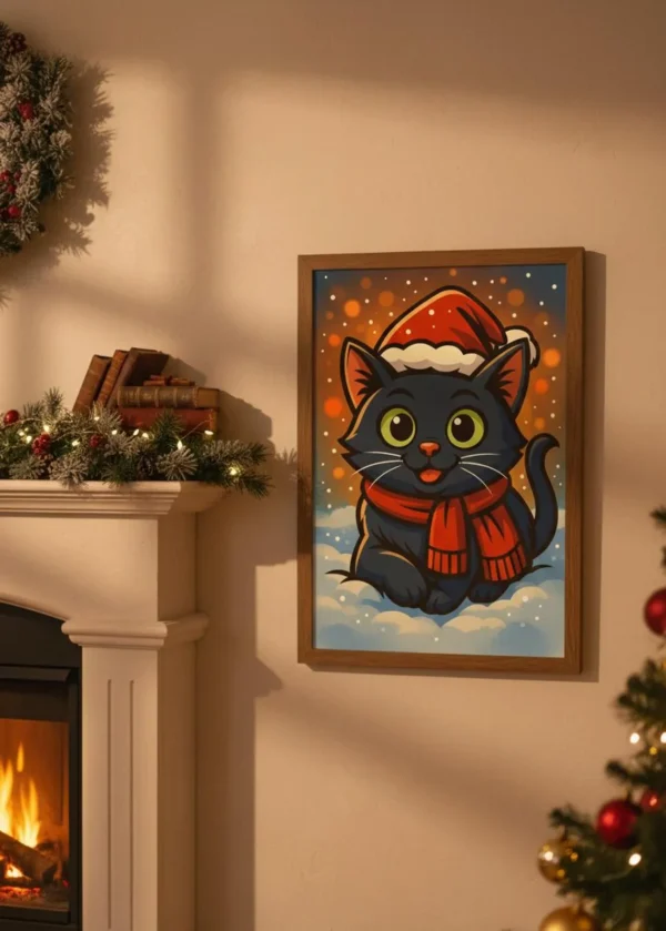 Weihnachtliches Haustier Comicporträt - Foto zu Cartoon Illustration - Digitales personalisiertes Haustierbild