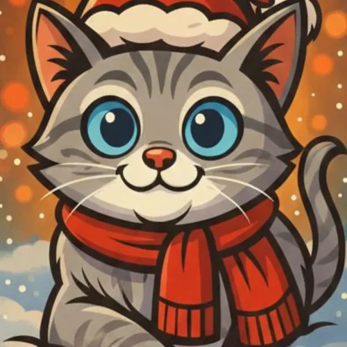 Weihnachtliches Haustier Comicporträt - Foto zu Cartoon Illustration - Digitales personalisiertes Haustierbild