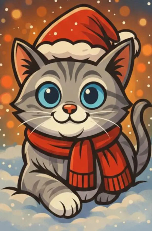 Weihnachtliches Haustier Comicporträt - Foto zu Cartoon Illustration - Digitales personalisiertes Haustierbild