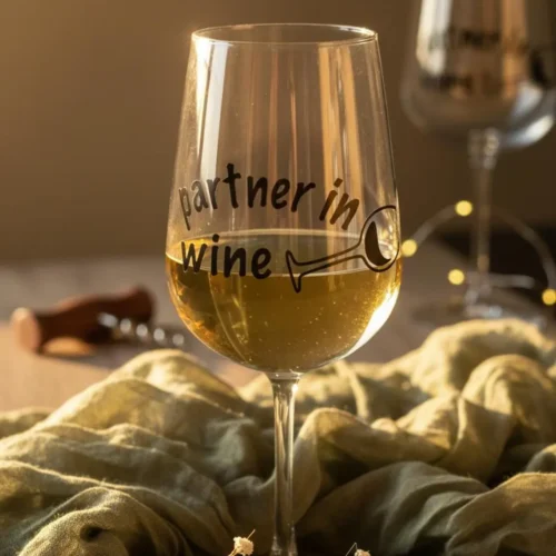 Lustiges Weinglas - Partner in Wine - Geschenk für beste Freundin, Partner und Weinliebhaber – Bild 1