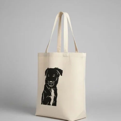 Hund Silhouette auf Stofftasche - personalisierte Hundetasche aus deinem Foto - individuelles Hundemotiv - Geschenk für Hundebesitzer