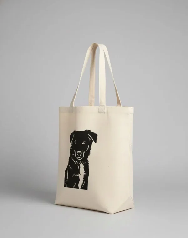 Hund Silhouette auf Stofftasche - personalisierte Hundetasche aus deinem Foto - individuelles Hundemotiv - Geschenk für Hundebesitzer