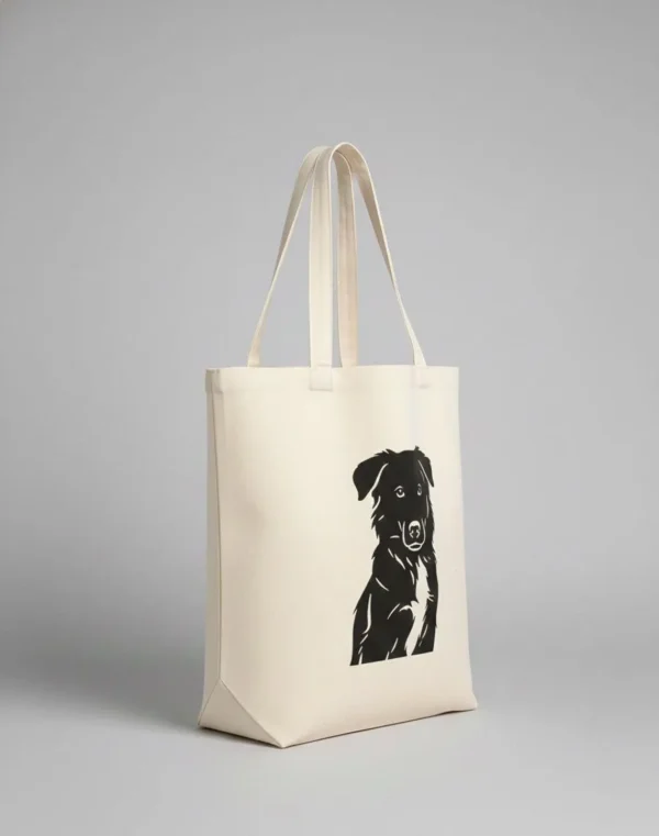 Hund Silhouette auf Stofftasche - personalisierte Hundetasche aus deinem Foto - individuelles Hundemotiv - Geschenk für Hundebesitzer
