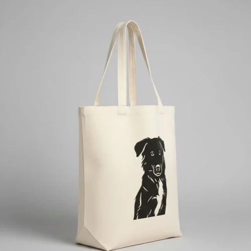 Hund Silhouette auf Stofftasche - personalisierte Hundetasche aus deinem Foto - individuelles Hundemotiv - Geschenk für Hundebesitzer