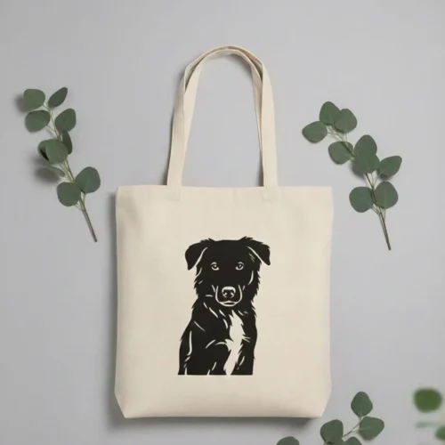 Hund Silhouette auf Stofftasche - personalisierte Hundetasche aus deinem Foto - individuelles Hundemotiv - Geschenk für Hundebesitzer