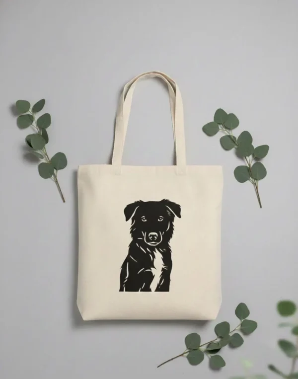 Hund Silhouette auf Stofftasche - personalisierte Hundetasche aus deinem Foto - individuelles Hundemotiv - Geschenk für Hundebesitzer