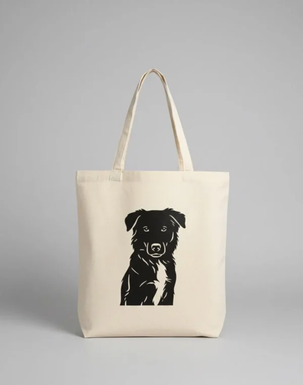 Hund Silhouette auf Stofftasche - personalisierte Hundetasche aus deinem Foto - individuelles Hundemotiv - Geschenk für Hundebesitzer