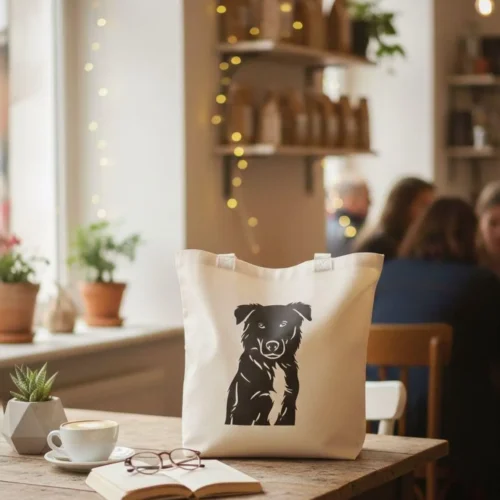 Hund Silhouette auf Stofftasche - personalisierte Hundetasche aus deinem Foto - individuelles Hundemotiv - Geschenk für Hundebesitzer