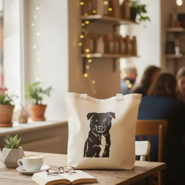 Hund Silhouette auf Stofftasche - personalisierte Hundetasche aus deinem Foto - individuelles Hundemotiv - Geschenk für Hundebesitzer