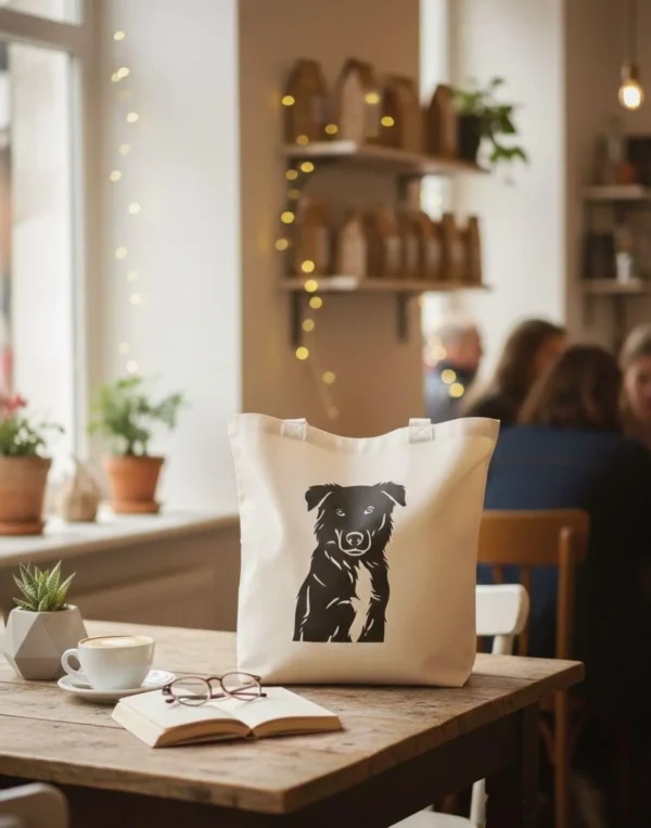 Hund Silhouette auf Stofftasche - personalisierte Hundetasche aus deinem Foto - individuelles Hundemotiv - Geschenk für Hundebesitzer