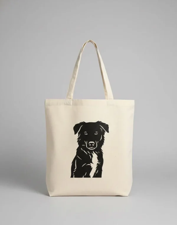 Hund Silhouette auf Stofftasche - personalisierte Hundetasche aus deinem Foto - individuelles Hundemotiv - Geschenk für Hundebesitzer