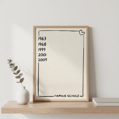 Familienposter personalisiert - Jahreszahlen & Familienname - Geschenk für Eltern, Großeltern, Familie - Individuelles Wandbild
