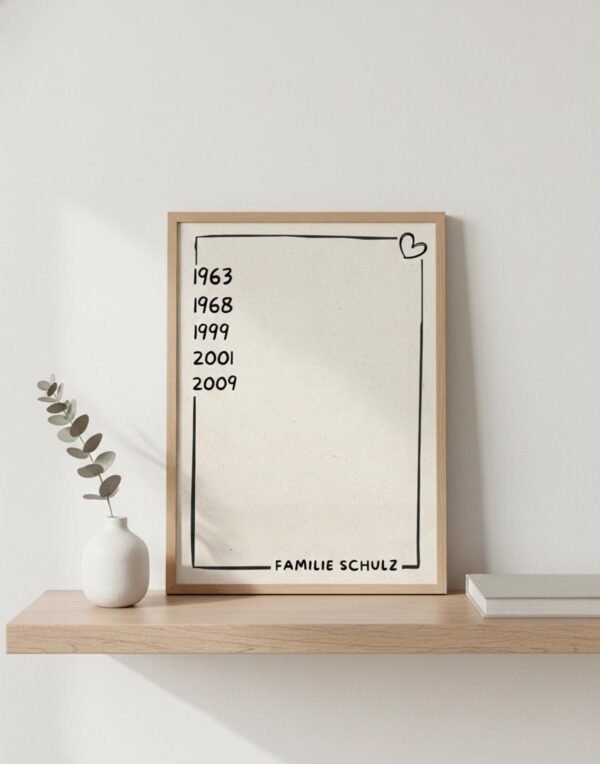 Familienposter personalisiert - Jahreszahlen & Familienname - Geschenk für Eltern, Großeltern, Familie - Individuelles Wandbild