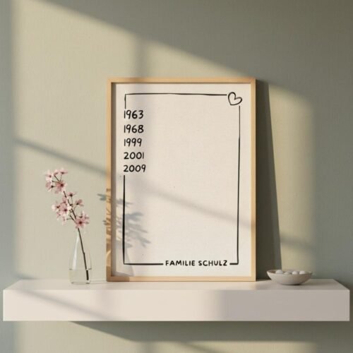 Familienposter personalisiert - Jahreszahlen & Familienname - Geschenk für Eltern, Großeltern, Familie - Individuelles Wandbild