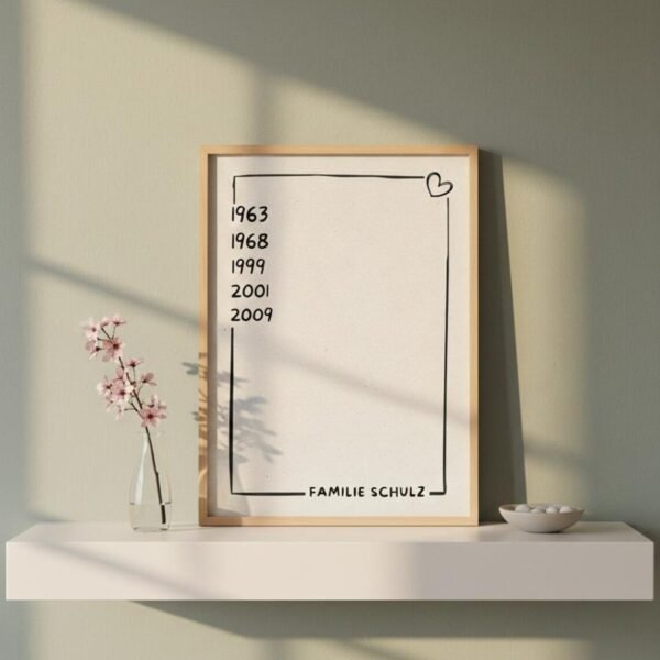 Familienposter personalisiert - Jahreszahlen & Familienname - Geschenk für Eltern, Großeltern, Familie - Individuelles Wandbild