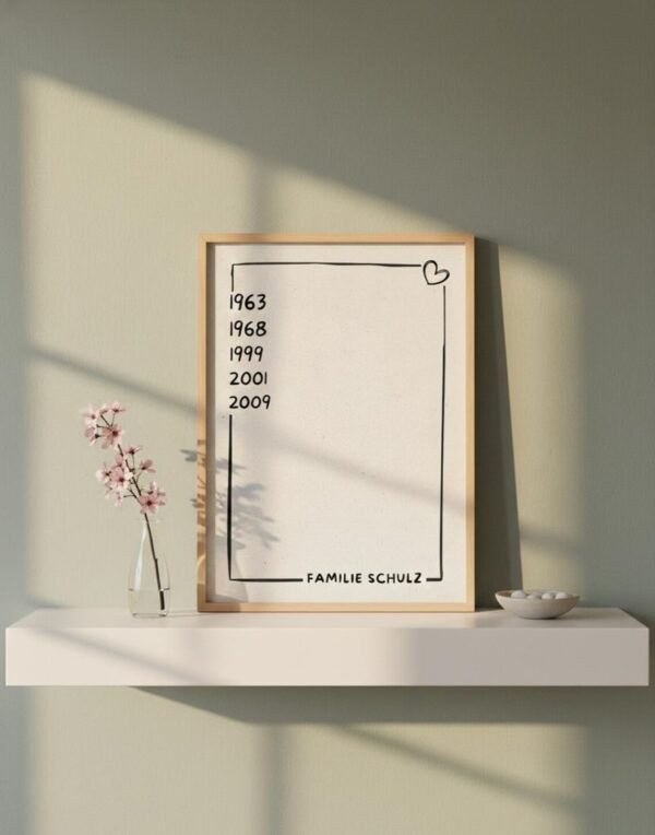 Familienposter personalisiert - Jahreszahlen & Familienname - Geschenk für Eltern, Großeltern, Familie - Individuelles Wandbild