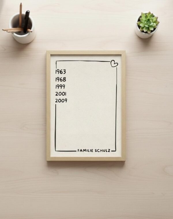 Familienposter personalisiert - Jahreszahlen & Familienname - Geschenk für Eltern, Großeltern, Familie - Individuelles Wandbild