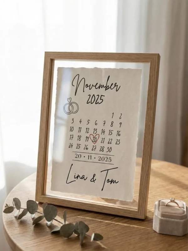 Personalisiertes Datumsposter - Euer besonderer Tag als Digitaldruck - Geschenk zur Hochzeit oder Verlobung