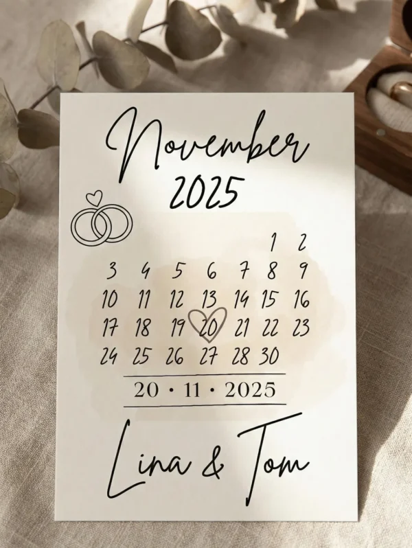 Personalisiertes Datumsposter - Euer besonderer Tag als Digitaldruck - Geschenk zur Hochzeit oder Verlobung
